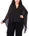 Vince Camuto Plus Size Flowy Long Sleeve Top In Black