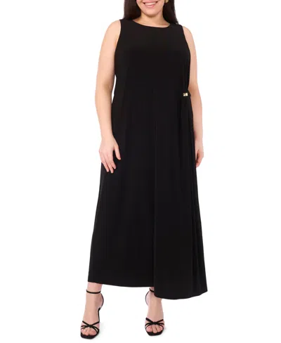 Vince Camuto Plus Size Gathered Twist With Gold Trim Ring Maxi Dress In Black