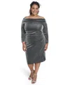 Vince Camuto Plus Size Glitter Knit Midi Dress In Black