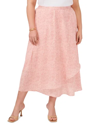 VINCE CAMUTO PLUS SIZE HIGH-LOW CROSSOVER MIDI SKIRT