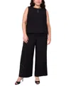 Vince Camuto Lattice Inset High Waist Wide Leg Pants In Rich Black