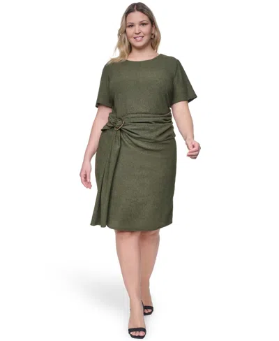 Vince Camuto Plus Size Jewel Neck Short-sleeve Dress In Green