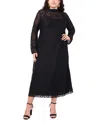Vince Camuto Plus Size Lace Long-sleeve Maxi Dress In Rich Black