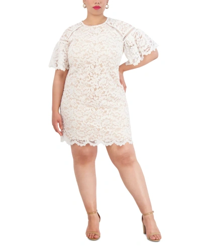 Vince Camuto Plus Size Lace Shift Dress In Ivory Beige