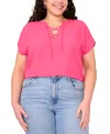 Vince Camuto Plus Size Lace-up Short-sleeve Top