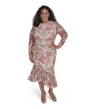 Vince Camuto Plus Size Long-sleeve Mesh Bodycon Dress In Multi