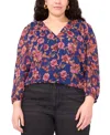 Vince Camuto Plus Size Long-sleeve V-neck Blouse In Multi