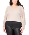 Vince Camuto Plus Size Metallic V-neck Blouse In Neutral