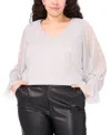 Vince Camuto Plus Size Metallic V-neck Blouse In Neutral