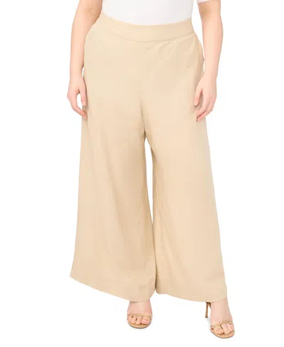 Vince Camuto Plus Size Mid-rise Wide Leg Pants In Brown
