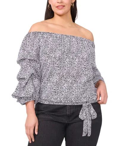Vince Camuto Plus Size Off-the-shoulder Bubble-sleeve Top In Rich Black