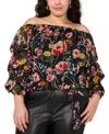 Vince Camuto Plus Size Off-the-shoulder Floral-print Bubble Top In Colorful Floral