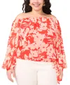 Vince Camuto Plus Size Off-the-shoulder Long-sleeve Blouse In Cayenne