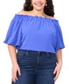 Vince Camuto Plus Size Off-the-shoulder Puff-sleeve Top In Dazzling Blue