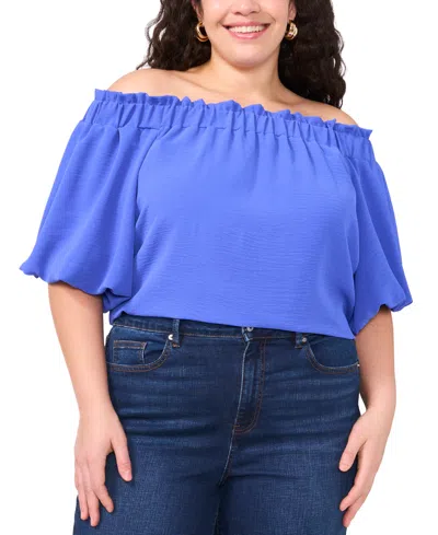 Vince Camuto Plus Size Off-the-shoulder Puff-sleeve Top In Dazzling Blue
