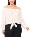 Vince Camuto Plus Size Off-the-shoulder Tie-hem Blouse In Oyster Grey