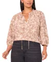 Vince Camuto Plus Size Peasant Split Neck Blouse In Neutral