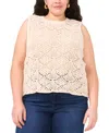 Vince Camuto Plus Size Pointelle Sleeveless Crewneck Tank