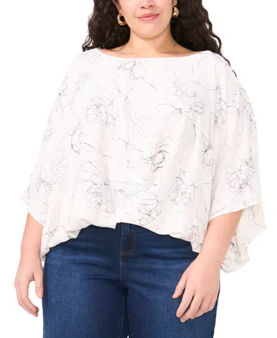 Vince Camuto Plus Size Printed 3/4-raglan Sleeve Top, Exclusively At Macy's In New Ivory