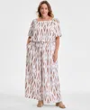 Vince Camuto June Hero Look Plus Size Printed Square Neck Short Sleeve Blouse Printed Wide Leg Gathered Pants