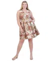 Vince Camuto Plus Size Printed Jacquard Pleated Dress In Multi