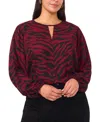 Vince Camuto Plus Size Printed Long Sleeve Top In Purple