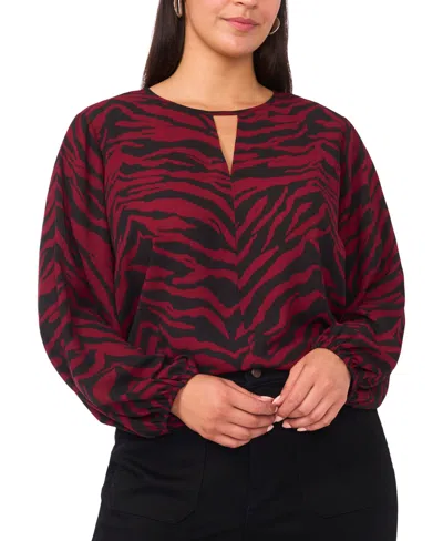 Vince Camuto Plus Size Printed Long Sleeve Top In Purple