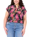 Vince Camuto Plus Size Printed Short-sleeve Blouse