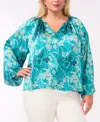 VINCE CAMUTO PLUS SIZE PRINTED SPLIT-NECK LONG-SLEEVE BLOUSE, CREATED FOR MACY'S