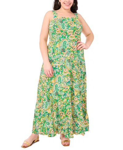Vince Camuto Plus Size Printed Square-neck Sleeveless Maxi Dress