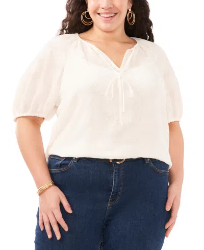 Vince Camuto Plus Size Puff-sleeve Blouse, Created For Macy's In New Ivory