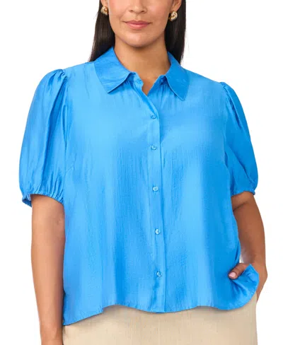Vince Camuto Plus Size Puff-sleeve Work Blouse In Classic Blue