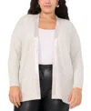 Vince Camuto Embellished Open Front Cardigan In Silver Heather