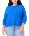 VINCE CAMUTO PLUS SIZE RIBBED-FRONT CREWNECK SWEATER