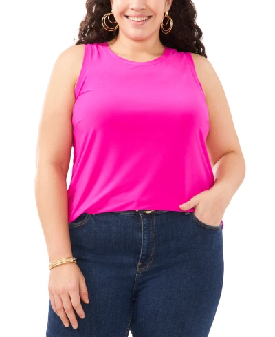 Vince Camuto Plus Size Round-neck Sleeveless Tank Top In Fircly Fuschia