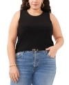 Vince Camuto Plus Size Round-neck Sleeveless Tank Top In Rich Black