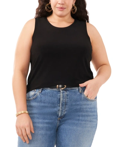 Vince Camuto Plus Size Round-neck Sleeveless Tank Top In Black