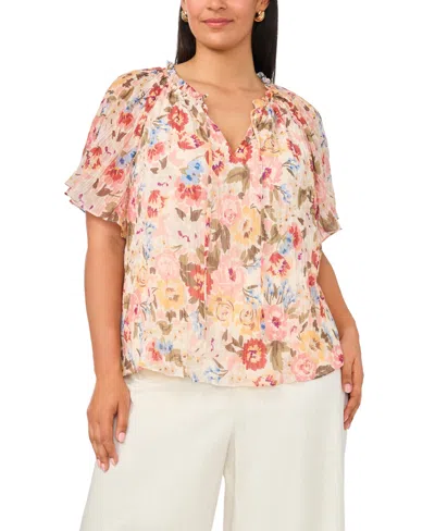Vince Camuto Plus Size Ruffle Short-sleeve Blouse In Multi