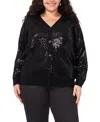 Vince Camuto Plus Size Sequined V-neck Cardigan Sweater In Black