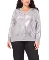 Vince Camuto Plus Size Sequined V-neck Cardigan Sweater In Gray