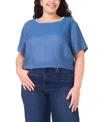 Vince Camuto Plus Size Short-sleeve Crewneck Top In Blue