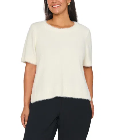 Vince Camuto Plus Size Short-sleeve Crewneck Sweater In Neutral