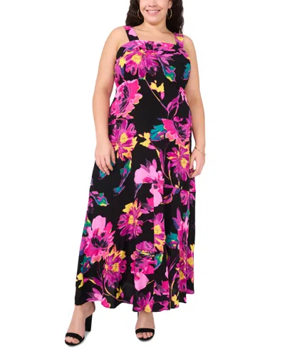 Vince Camuto Plus Size Sleeveless Square-neck Tiered Maxi Dress In Rich Black