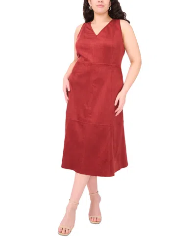 Vince Camuto Plus Size Sleeveless V-neck Midi Dress In Red