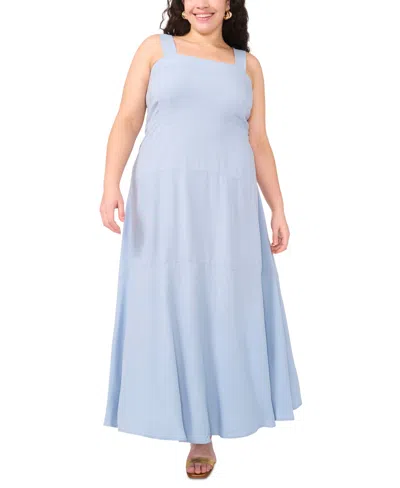 Vince Camuto Plus Size Smocked Back Tiered Sleeveless Maxi Dress In Lake Breeze