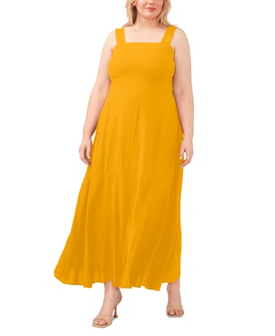Vince Camuto Plus Size Smocked Back Tiered Sleeveless Maxi Dress In Tuscan Sun