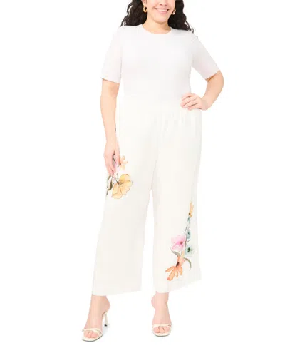 Vince Camuto Plus Size Smocked Waist Wide Leg Pants In White