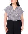 Vince Camuto Plus Size Split-neck Cap-sleeve Top In Rich Black