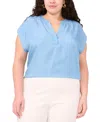 Vince Camuto Plus Size Split-neck Extended-shoulder Top