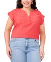 VINCE CAMUTO PLUS SIZE SPLIT-NECK SHORT-SLEEVE BLOUSE